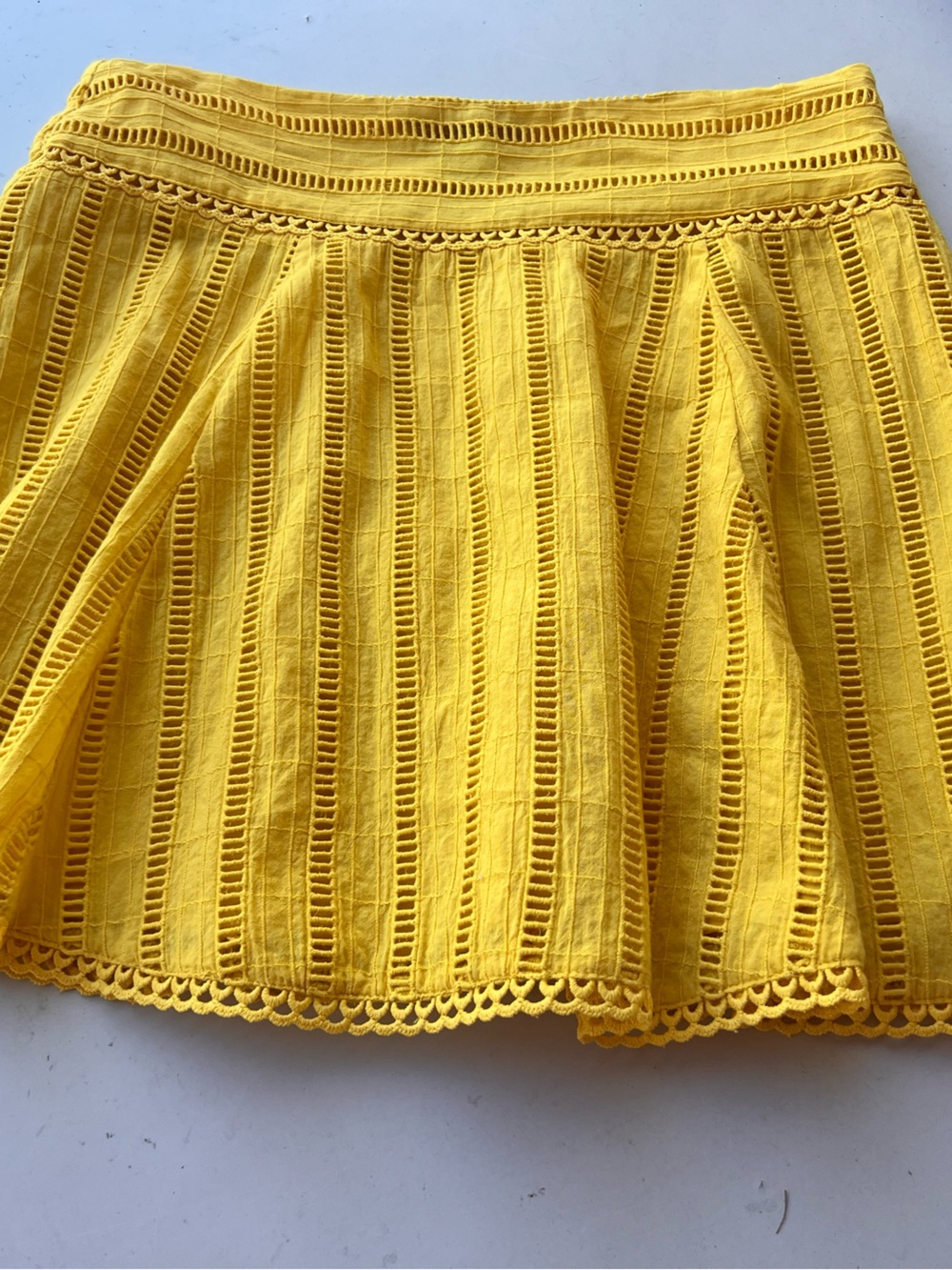 Forever 21 Yellow Eyelet-Trim Circle Skirt